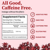 SKMTT Hibiscus Herbal Tea Bags - Caffeine-Free, No Sugar, 60 Teabags